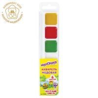 Краски акварельные 06цв медовые пластик ЮНЛАНДИЯ Веселый шмель 1/35