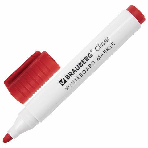 Маркер для доски НАБОР 4 штуки на магните с клипом   BRAUBERG CLASSIC 3 мм 1/24