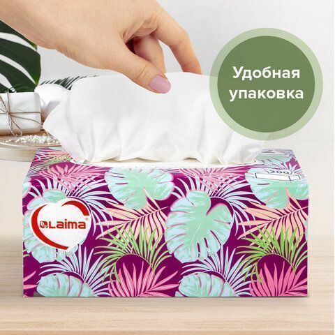 Салфетки косметические 2-сл в короб 20х20см (200шт) в картонном боксе Лайма 1/20 (клиент)