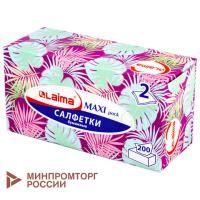 Салфетки косметические 2-сл в короб 20х20см (200шт) в картонном боксе Лайма 1/20