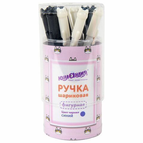 Ручка фигурная шариковая корпус ассорти, СИНЯЯ, узел 0,7мм ЮНЛАНДИЯ Котик 1/12