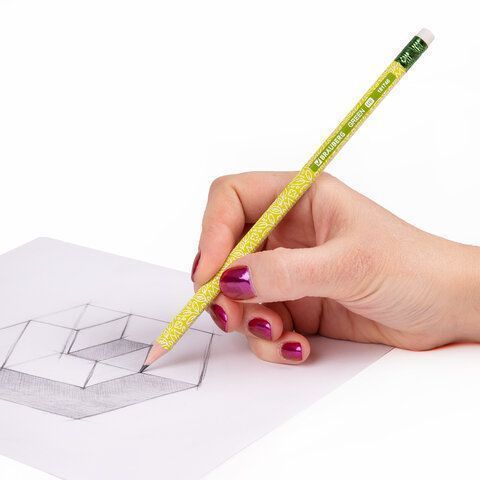 Карандаш ч/гр НВ с ластиком пластиковый ассорти GREEN BRAUBERG 1/72