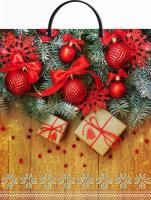 НГ Пакет с пластмассовыми ручками (40х44)-100 Шарики на деревянном ТИКО 10/100 