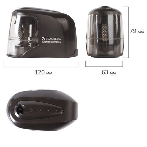 Точилка электрическая питание от 4 батареек АА спиралевидное лезвие JET Brauberg 1/12