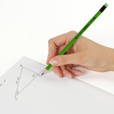 Карандаш ч/гр HB с ластиком трехгранный корпус неон ассорти Brauberg 1/12/2880