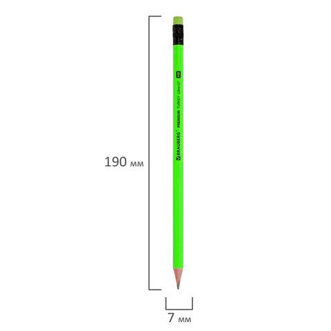Карандаш ч/гр HB с резинкой, ассорти BRAUBERG PREMIUM TURKEY 1/72