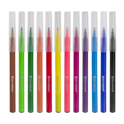 Фломастеры 12цв классические вент колпачек ПВХ BRAUBERG PREMIUM 1/24/192