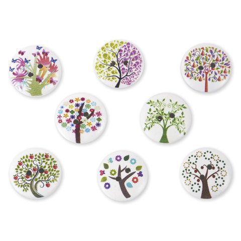Пуговицы декоративные ДЕРЕВЦЕ, дерево, 20мм, 18шт., ассорти, ОСТРОВ СОКРОВИЩ (вывод)