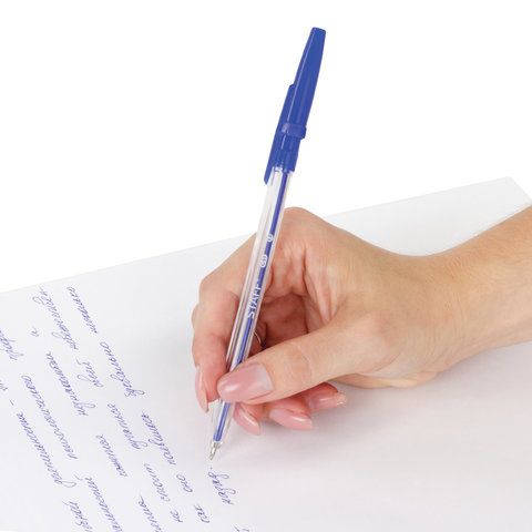 Набор шариковых ручек 4цв корпус прозр узел 1мм линия 0,5мм европодвес STAFF С-51 1/48