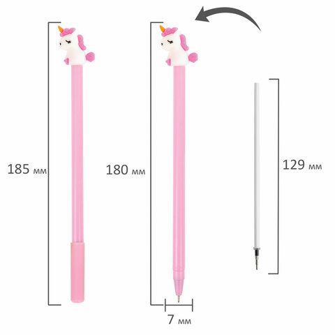 Ручка шариковая синяя узел 0,7мм с топпером ЮНЛАНДИЯ Единорог 1/12