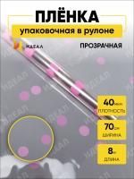 Ролик 70см х8м пленка полипропилен с рисунком Горошины розовый 1/10