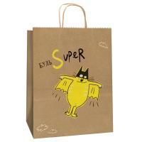 Пакет подарочный бумажный (35х26х15) крафт Будь супер 1/250