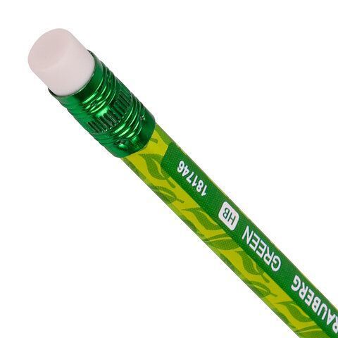 Карандаш ч/гр НВ с ластиком пластиковый ассорти GREEN BRAUBERG 1/72