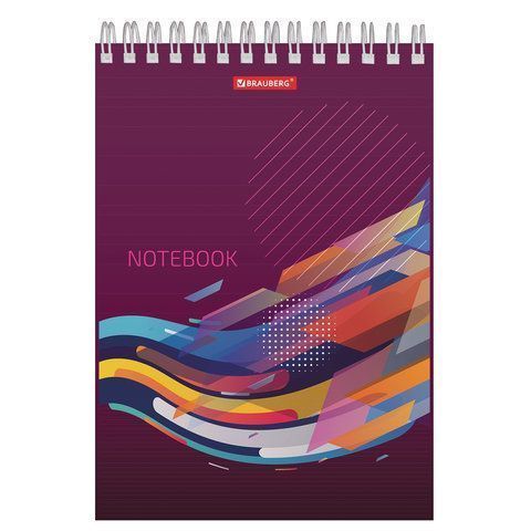 Блокнот 60л А5 145х205мм клетка спираль картон жесткая подложка BRAUBERG На волне 1/4/64