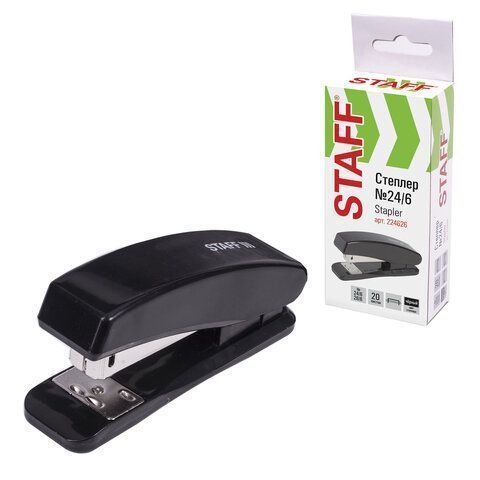 Степлер №24/6 26/6 до 20л черный STAFF Basic 1/12