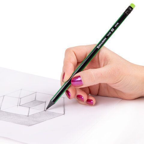 Карандаш ч/гр НВ с ластиком корпус ассорти BRAUBERG VIVID 1/72 (вывод)