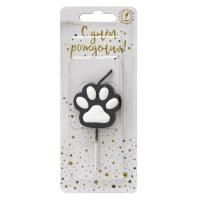 Свеча для торта на шпажке Лапка-сквиш черно-белая 1/30