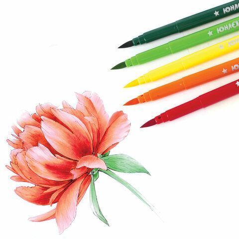 Фломастеры 12 цв с кистью вентилируемый колпачок ЮНЛАНДИЯ ЮНЫЙ ВОЛШЕБНИК 1/24