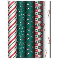 НГ Бумага подарочная 70х100см 80г/м глянец ассорти Christmas pattern 1/50