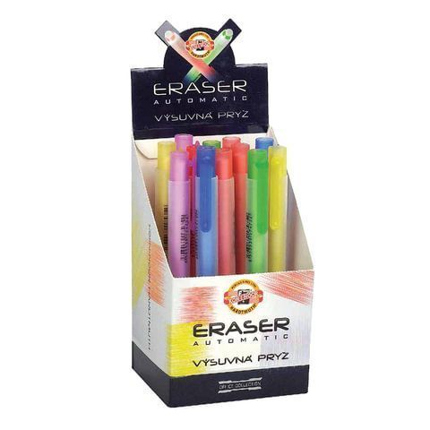 Ластик 132х15х15мм выдвижной KOH-I-NOOR белый, пласт.держат.ассорти,нат.каучук 1/12