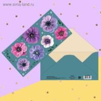 Конверт для денег 16,5х8см Цветы 10/10