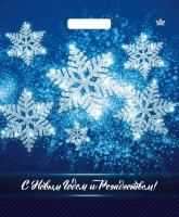 НГ Пакет с вырубной ручкой (38х45)-60 Яркие снежинки ТИКО 50/500