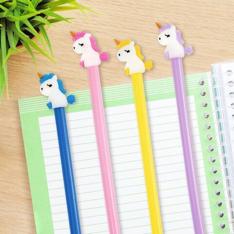 Ручка шариковая синяя узел 0,7мм с топпером ЮНЛАНДИЯ Единорог 1/12