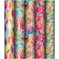 Бумага подарочная глянц 70х100см 70 г/м2 ассорти 5шт Акварельные штрихи MESHU 1/50