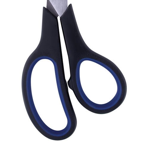 Ножницы 190мм метал черно-синие вставки европодвес Soft Grip Brauberg 1/12