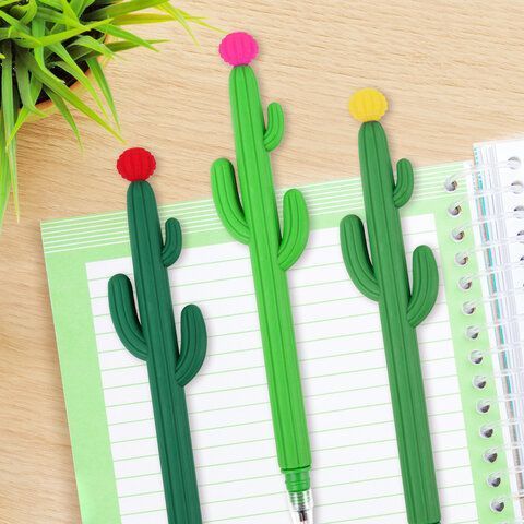 Ручка фигурная шариковая мягкий силиконовый корпус, ассорти, СИНЯЯ, 0,7мм ЮНЛАНДИЯ Кактус 1/12