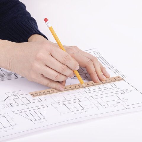 Линейка 20см деревянная Пифагор 1/50