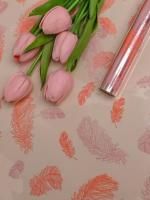 Ролик 60см х10м пленка полипропилен персиковый Перышки 1/10