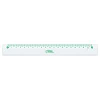 Линейка 20см пластиковая белая с цветной шкалой СТАММ 1/20