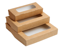 Контейнер бумажный с окном 1500мл 200х202х45мм крафт ламин OSQ Tabox PRO 1500 25/225