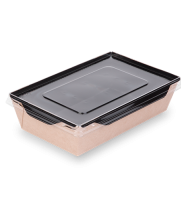 Контейнер бумажный 800мл 209х127х55мм крафт внутри черн ламин OSQ OpSalad BE (крышка 460092) 50/400