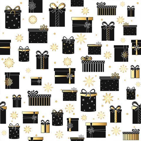 НГ Бумага упаковочная 70х100см ЗОЛОТАЯ СКАЗКА Black Gold White 10дизайнов 105г/м2 1/50