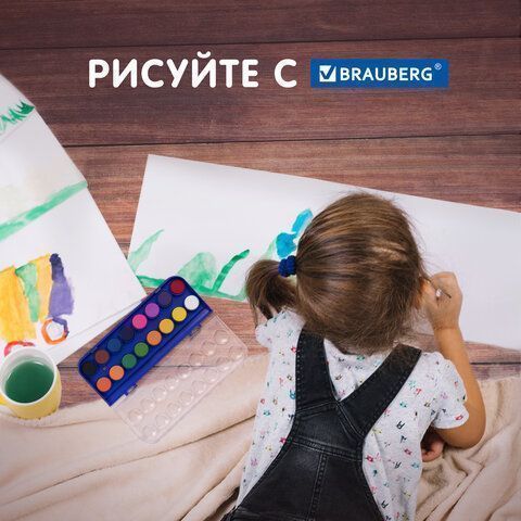 Краски акварельные 16цв круглые кюветы 23 мм пенал BRAUBERG PREMIUM 12/144