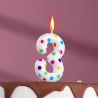 Свеча для торта Цифра 3 Цветное конфетти 1/100  Свеча для торта Цифра 3 Цветное конфетти 1/100