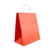 Пакет бумажный крафт КРАСНЫЙ с кручеными ручками 240х140х280  300/300
