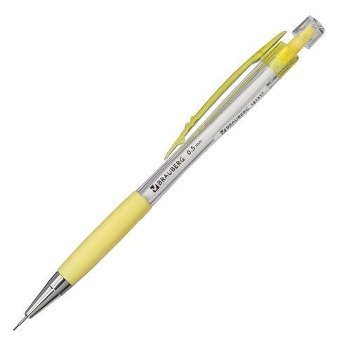 Карандаш ч/гр НВ механический 0,5мм резиновый грип, корпус ассорти BRAUBERG Elegant 1/12