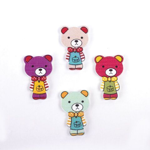 Пуговицы декоративные МИШКИ, дерево, 30*20мм, 16шт., ассорти, ОСТРОВ СОКРОВИЩ (вывод)