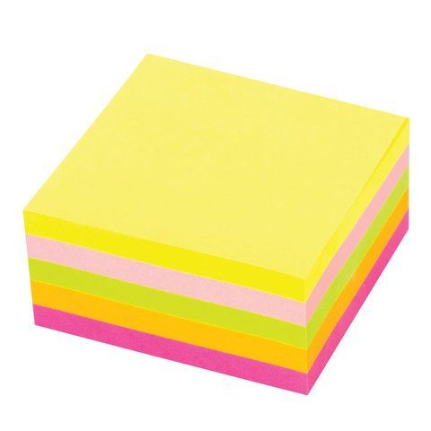 Блок самоклеящийся 76х76мм 400л 5цветов неон STAFF 1/12/96