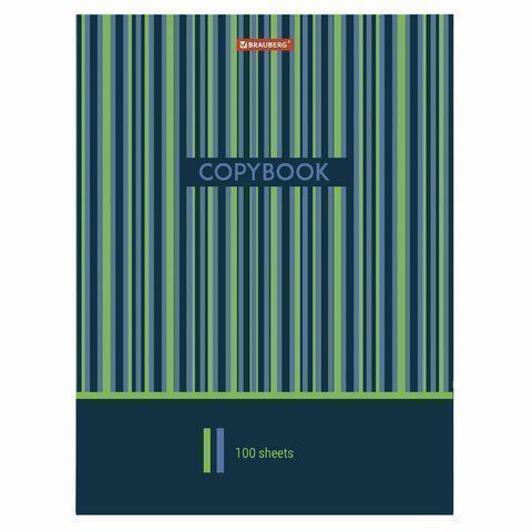 Тетрадь на кольцах БОЛЬШАЯ 225х300мм А4, 100л, обложка картон, клетка, BRAUBERG, Полосы, 403273
