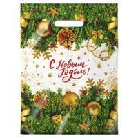 НГ Пакет с вырубной ручкой (30х40)-30 ПВД Еловый хит 50/1000