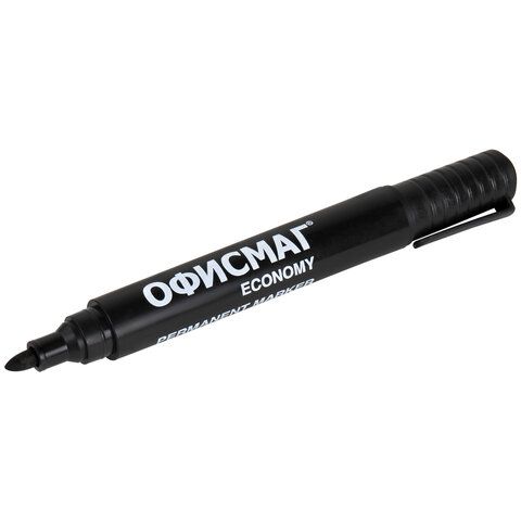 Маркер перманентный черный 3мм круглый наконечник ОФИСМАГ Economy 1/12
