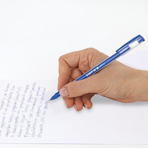 Ручка шариковая синяя масляная узел 0,7мм линия 0,35мм STAFF Basic OBP-312 1/50/3000