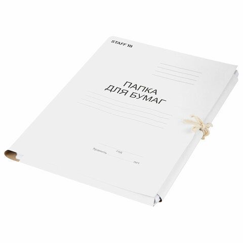 Папка для бумаг на завязках картон STAFF, гарант. пл. 220 г/кв.м.  до  200 листов 1/200 (клиент)
