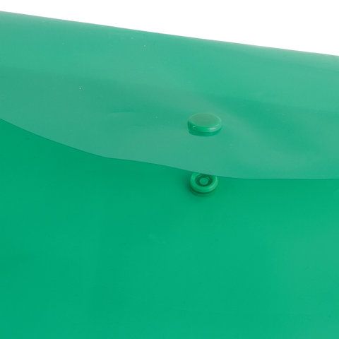 Папка-конверт с кнопкой А4 BRAUBERG, прозрачная, зеленая, до 100 листов, 0,15мм 1/15/90