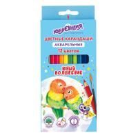 Карандаши цветные 12цв акварельные шестигранные ЮНЛАНДИЯ Юный Волшебник 1/12