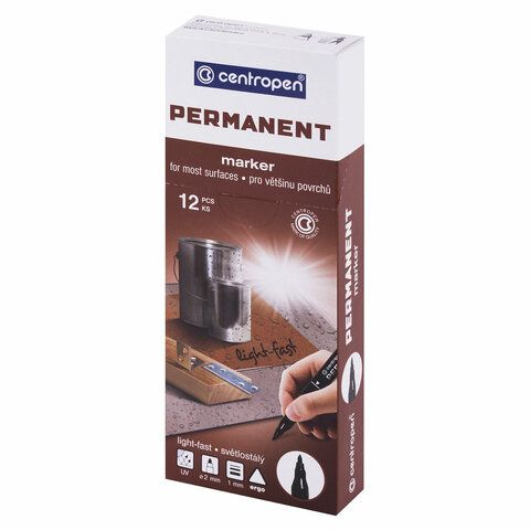 Маркер перманентный красный 1мм тонкий наконечник CENTROPEN 1/12/240